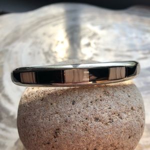 Onyx and agate sterling Navajo stacker cuff